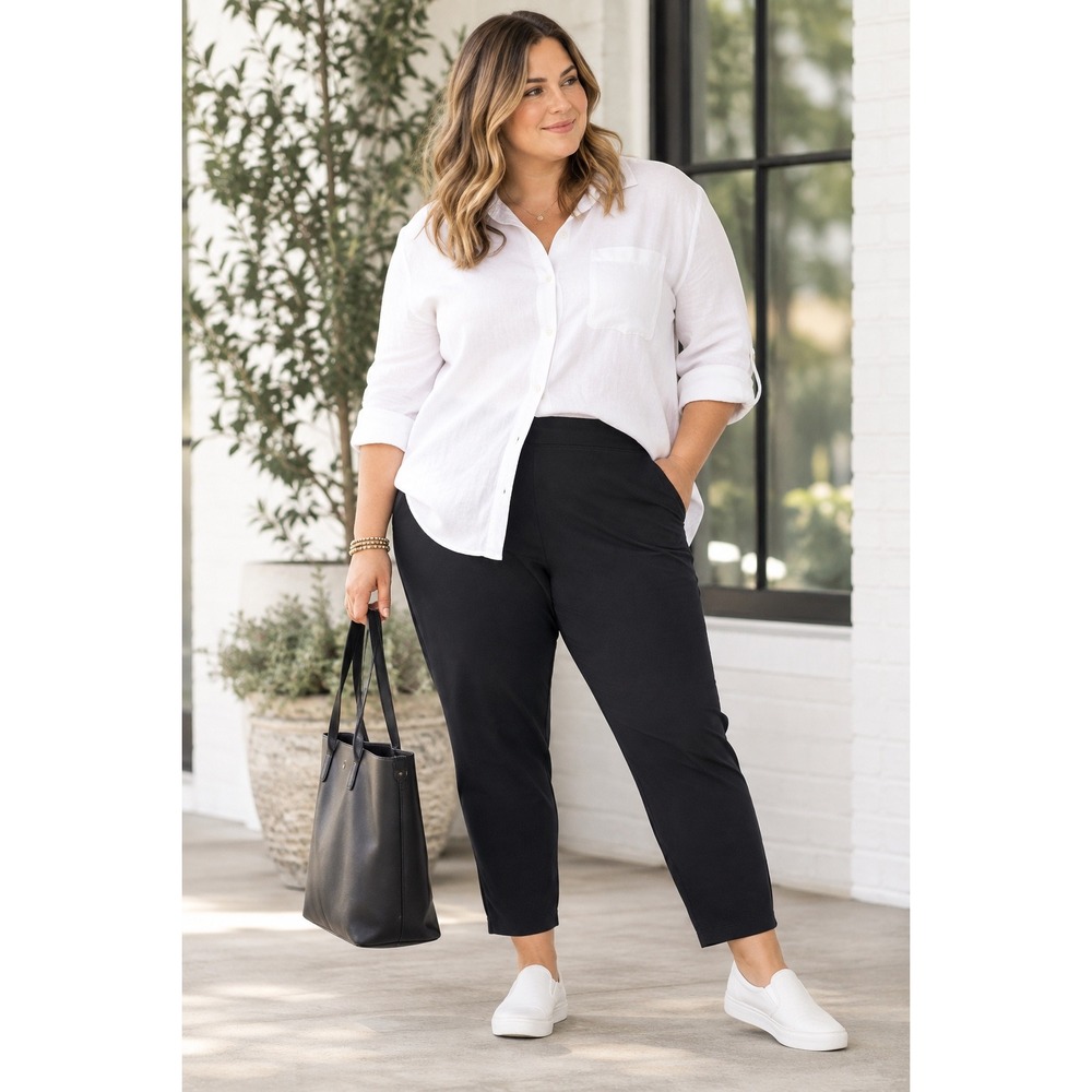 Soft Surroundings Black Pull-On Pants/Leggings Women's 2X Stretch Knit Straight